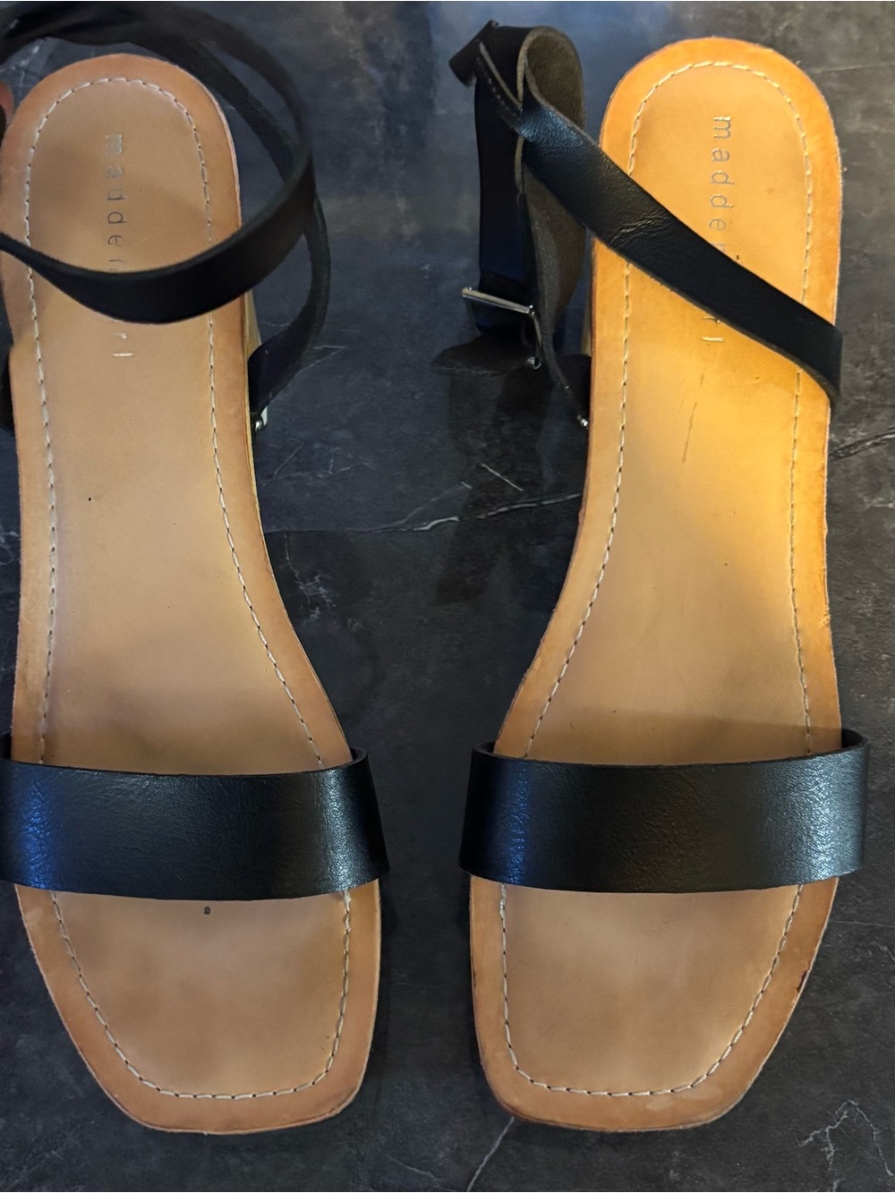 Madden Girl Black Strap Square-Toe Women’s Sandals